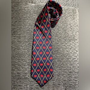 Alynn Neckwear “Crabs” Men's Silk Neck Tie Navy Blue/Red/Gold
